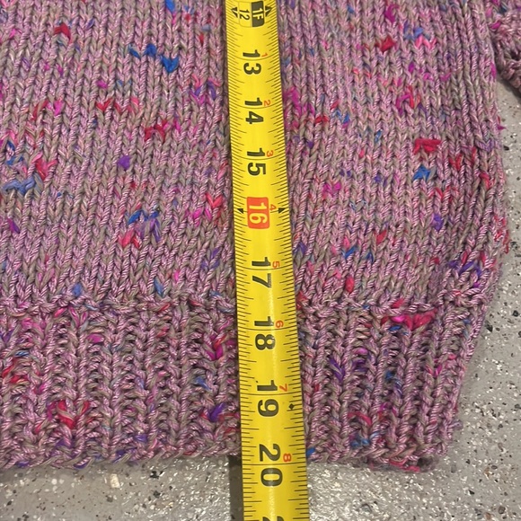 VINTAGE HAND MADE COLORFUL KNIT SWEATER PURPLE PINK SIZE M - Picture 10 of 11